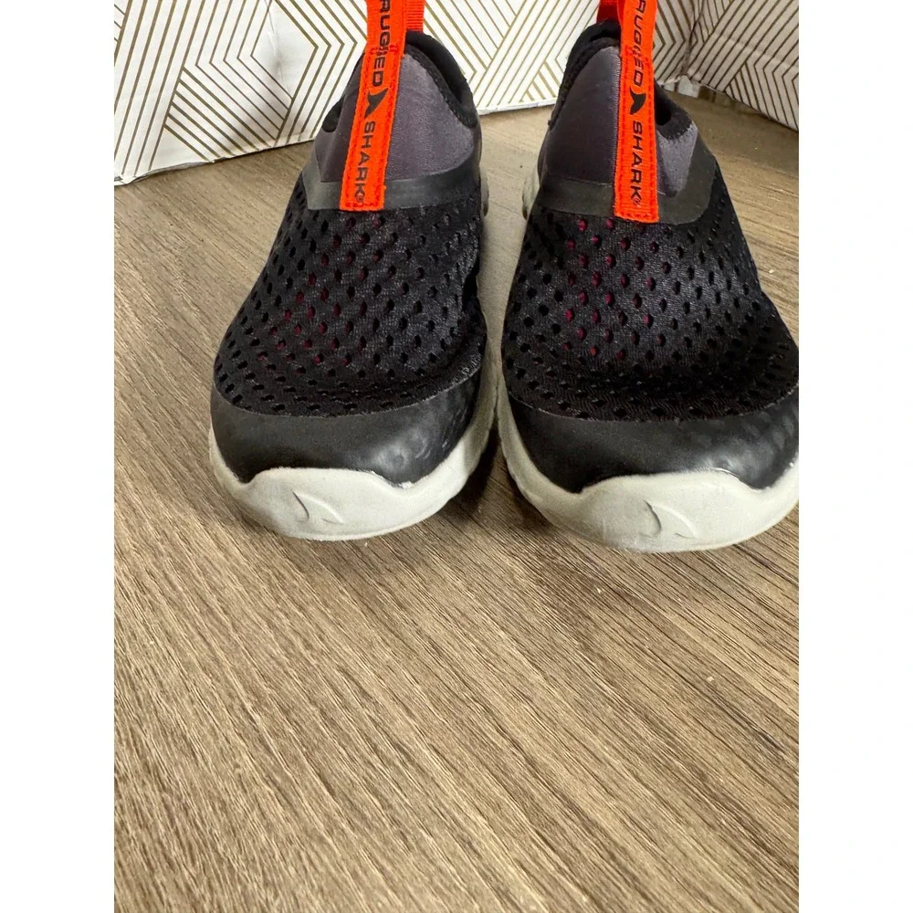 Rugged Shark‎ Youth Water Shoes Black Grey Mesh Slip On Kids Size 2